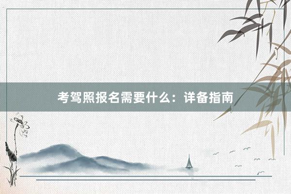 考驾照报名需要什么：详备指南