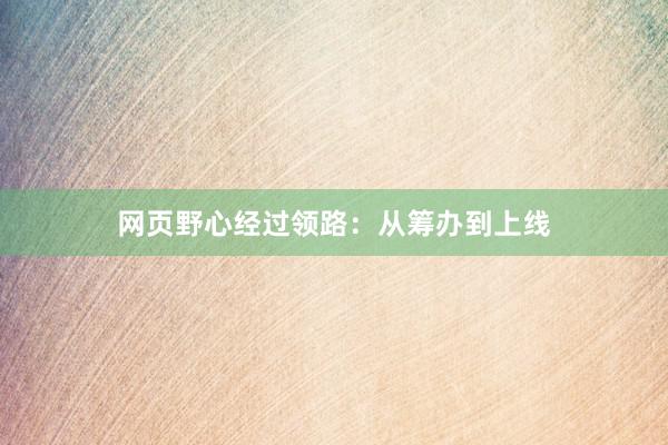网页野心经过领路：从筹办到上线